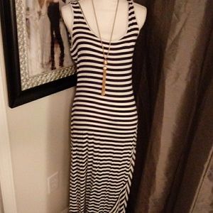 Calvin Klein Navy Striped Maxi Dress